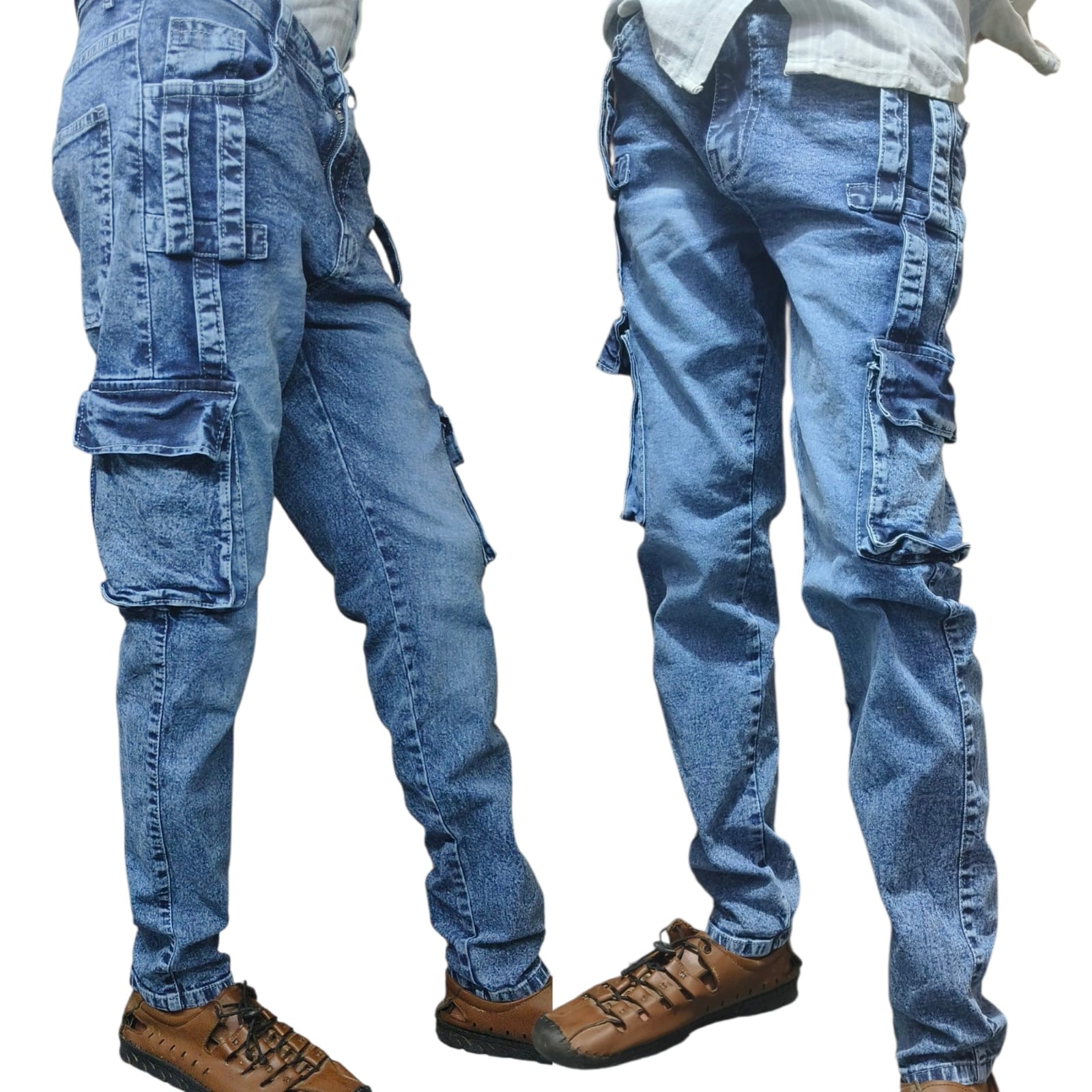 LEZEX Premium cargo jeans six pocket stretchable
