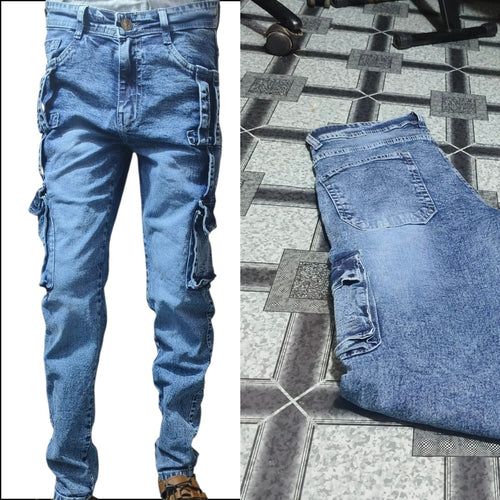 LEZEX Premium cargo jeans six pocket stretchable